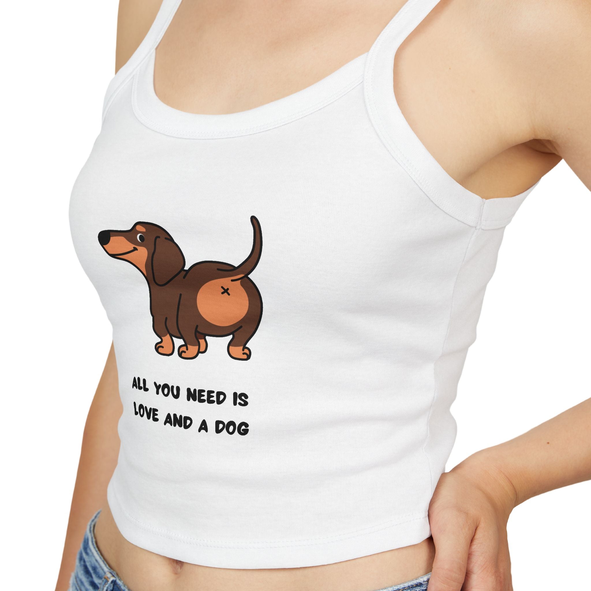 Dachshund Love Crop Tank — "All You Need Is Love and a Dog"