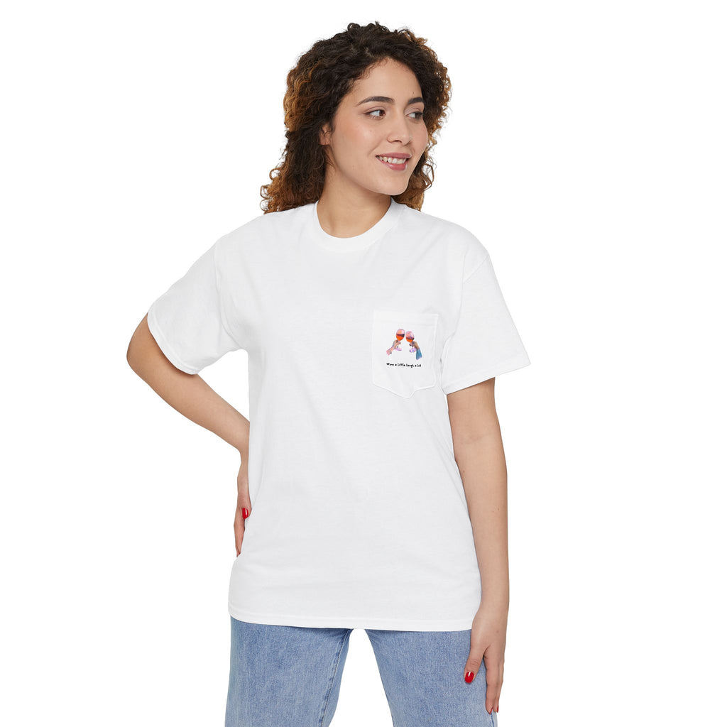 Women’s Pocket Tee — Watercolor Girl Wine Casual Cotton Shirt