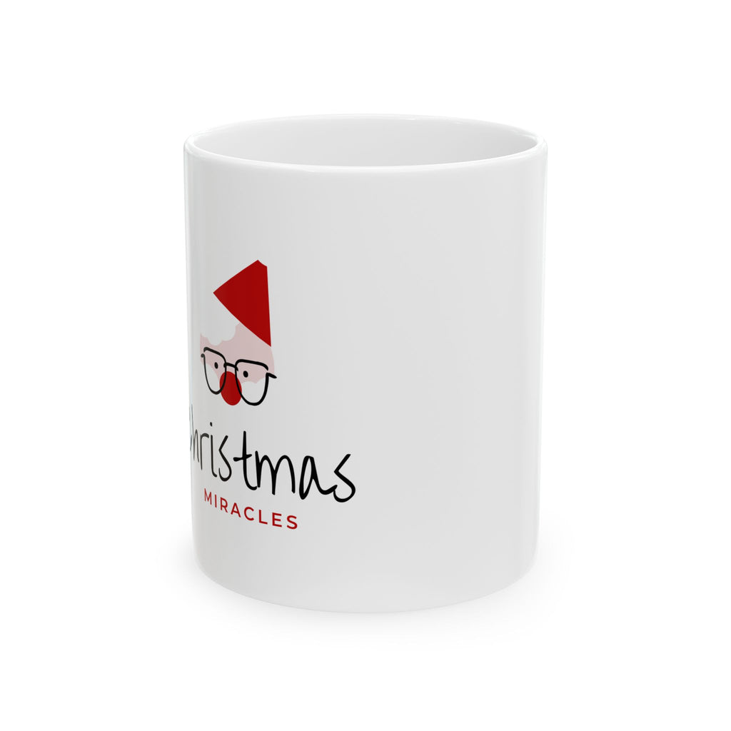 Christmas Miracles Ceramic Mug — Cute Santa Glasses Holiday Coffee Cup (11oz/15oz)