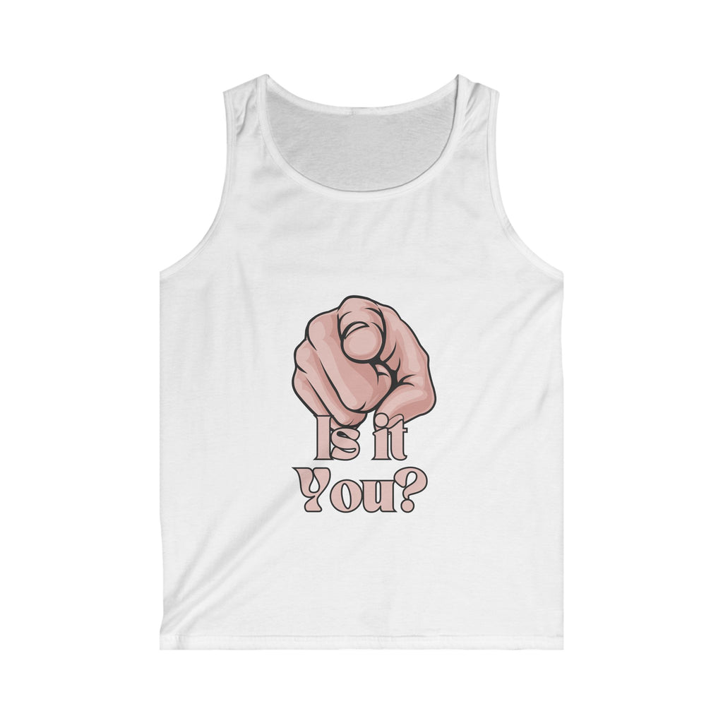 Is It You? Pointing Hand Graphic Tank Top — Retro Vintage Style Men’s Sleeveless Shirt